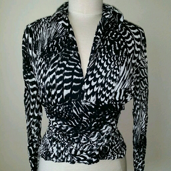 Veronique Young Ruched Zebra Print Blouse - Picture 1 of 8